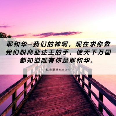 Picture 06 - 以 赛 亚 书 37:20 CUVS - 耶 和 华 ─ 我 们 的 神 啊 ， 现 在 - Bible Verse Picture