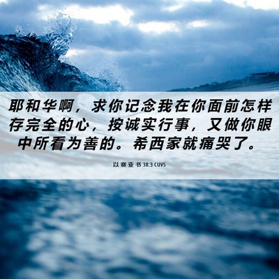 Picture 06 - 以 赛 亚 书 38:3 CUVS - 耶 和 华 啊 ， 求 你 记 念 我 在 你 - Bible Verse Picture