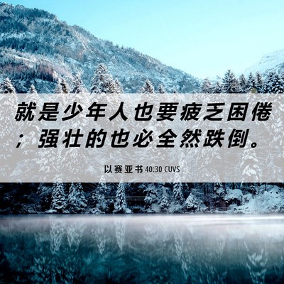 Picture 06 - 以 赛 亚 书 40:30 CUVS - 就 是 少 年 人 也 要 疲 乏 困 倦 ； - Bible Verse Picture