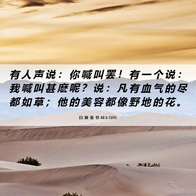 Picture 06 - 以 赛 亚 书 40:6 CUVS - 有 人 声 说 ： 你 喊 叫 罢 ！ 有 一 - Bible Verse Picture