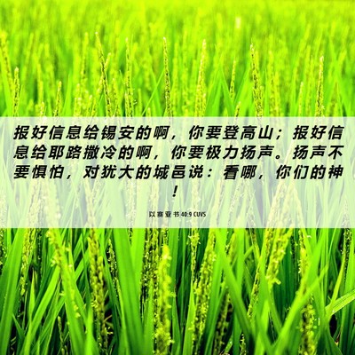 Picture 06 - 以 赛 亚 书 40:9 CUVS - 报 好 信 息 给 锡 安 的 啊 ， 你 要 - Bible Verse Picture