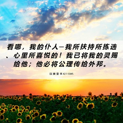 Picture 06 - 以 赛 亚 书 42:1 CUVS - 看 哪 ， 我 的 仆 人 ─ 我 所 扶 持 - Bible Verse Picture