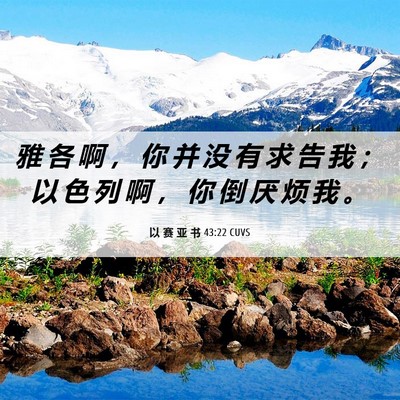 Picture 06 - 以 赛 亚 书 43:22 CUVS - 雅 各 啊 ， 你 并 没 有 求 告 我 ； - Bible Verse Picture