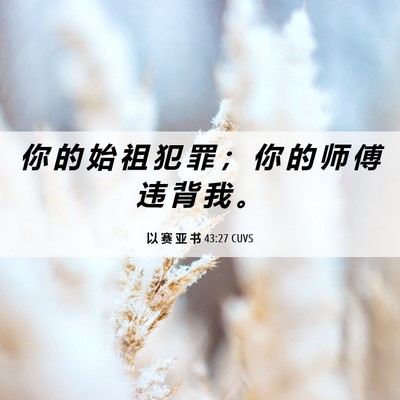 Picture 06 - 以 赛 亚 书 43:27 CUVS - 你 的 始 祖 犯 罪 ； 你 的 师 傅 违 - Bible Verse Picture