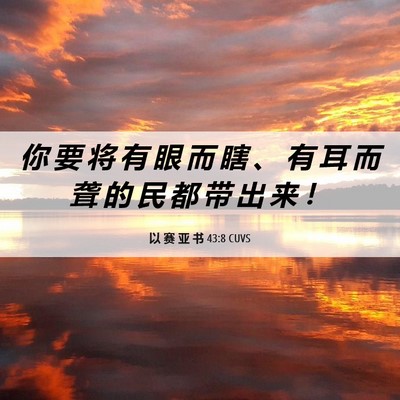 Picture 06 - 以 赛 亚 书 43:8 CUVS - 你 要 将 有 眼 而 瞎 、 有 耳 而 聋 - Bible Verse Picture