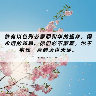 Picture 06 - 以 赛 亚 书 45:17 CUVS - 惟 有 以 色 列 必 蒙 耶 和 华 的 拯 - Bible Verse Picture