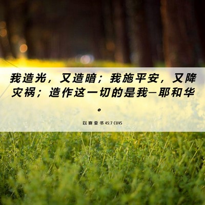 Picture 06 - 以 赛 亚 书 45:7 CUVS - 我 造 光 ， 又 造 暗 ； 我 施 平 安 - Bible Verse Picture