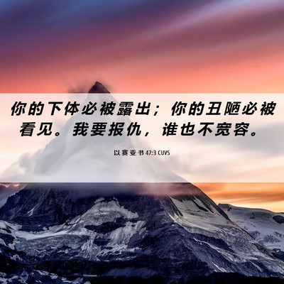 Picture 06 - 以 赛 亚 书 47:3 CUVS - 你 的 下 体 必 被 露 出 ； 你 的 丑 - Bible Verse Picture