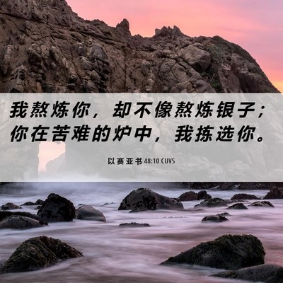 Picture 06 - 以 赛 亚 书 48:10 CUVS - 我 熬 炼 你 ， 却 不 像 熬 炼 银 子 - Bible Verse Picture