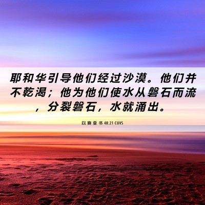 Picture 06 - 以 赛 亚 书 48:21 CUVS - 耶 和 华 引 导 他 们 经 过 沙 漠 。 - Bible Verse Picture