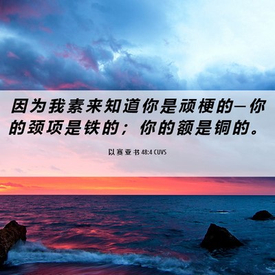 Picture 06 - 以 赛 亚 书 48:4 CUVS - 因 为 我 素 来 知 道 你 是 顽 梗 的 - Bible Verse Picture