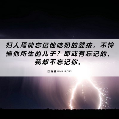 Picture 06 - 以 赛 亚 书 49:15 CUVS - 妇 人 焉 能 忘 记 他 吃 奶 的 婴 孩 - Bible Verse Picture