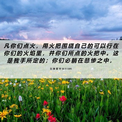 Picture 06 - 以 赛 亚 书 50:11 CUVS - 凡 你 们 点 火 ， 用 火 把 围 绕 自 - Bible Verse Picture