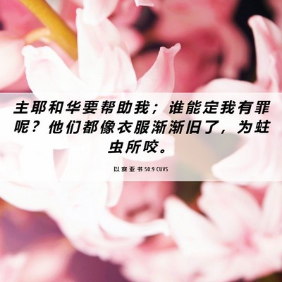 Picture 06 - 以 赛 亚 书 50:9 CUVS - 主 耶 和 华 要 帮 助 我 ； 谁 能 定 - Bible Verse Picture