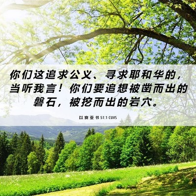 Picture 06 - 以 赛 亚 书 51:1 CUVS - 你 们 这 追 求 公 义 、 寻 求 耶 和 - Bible Verse Picture
