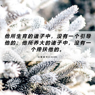 Picture 06 - 以 赛 亚 书 51:18 CUVS - 他 所 生 育 的 诸 子 中 ， 没 有 一 - Bible Verse Picture