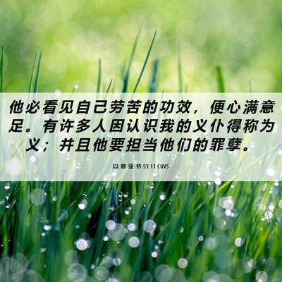 Picture 06 - 以 赛 亚 书 53:11 CUVS - 他 必 看 见 自 己 劳 苦 的 功 效 ， - Bible Verse Picture