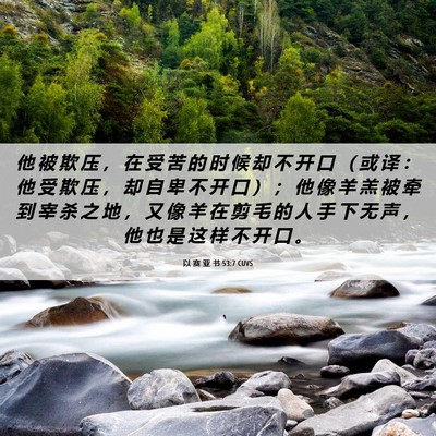 Picture 06 - 以 赛 亚 书 53:7 CUVS - 他 被 欺 压 ， 在 受 苦 的 时 候 却 - Bible Verse Picture