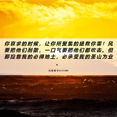 Picture 06 - 以 赛 亚 书 57:13 CUVS - 你 哀 求 的 时 候 ， 让 你 所 聚 集 - Bible Verse Picture