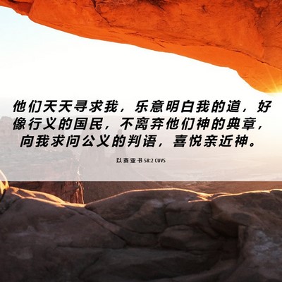 Picture 06 - 以 赛 亚 书 58:2 CUVS - 他 们 天 天 寻 求 我 ， 乐 意 明 白 - Bible Verse Picture