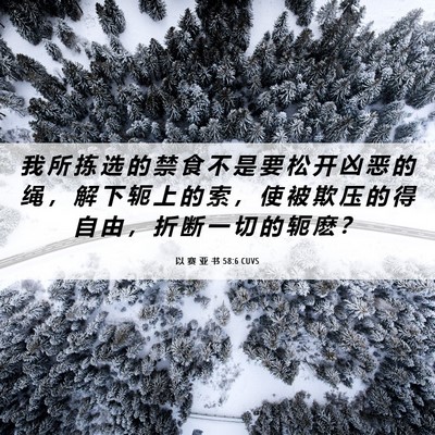Picture 06 - 以 赛 亚 书 58:6 CUVS - 我 所 拣 选 的 禁 食 不 是 要 松 开 - Bible Verse Picture
