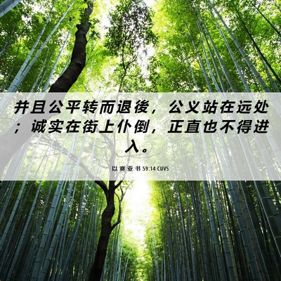 Picture 06 - 以 赛 亚 书 59:14 CUVS - 并 且 公 平 转 而 退 後 ， 公 义 站 - Bible Verse Picture