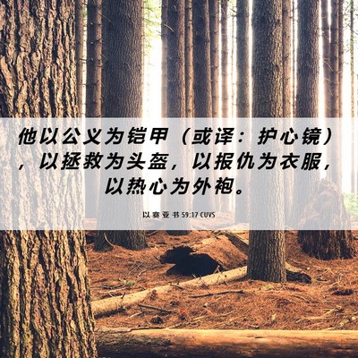 Picture 06 - 以 赛 亚 书 59:17 CUVS - 他 以 公 义 为 铠 甲 （ 或 译 ： 护 - Bible Verse Picture