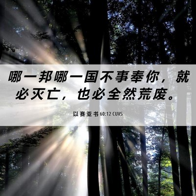 Picture 06 - 以 赛 亚 书 60:12 CUVS - 哪 一 邦 哪 一 国 不 事 奉 你 ， 就 - Bible Verse Picture