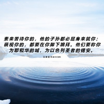 Picture 06 - 以 赛 亚 书 60:14 CUVS - 素 来 苦 待 你 的 ， 他 的 子 孙 都 - Bible Verse Picture