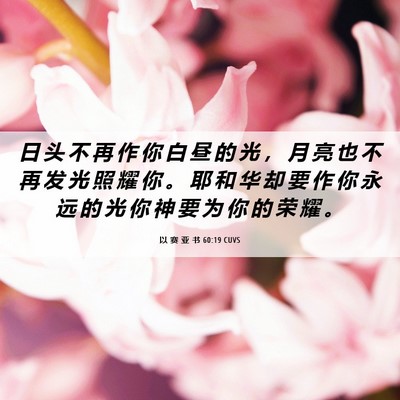 Picture 06 - 以 赛 亚 书 60:19 CUVS - 日 头 不 再 作 你 白 昼 的 光 ， 月 - Bible Verse Picture