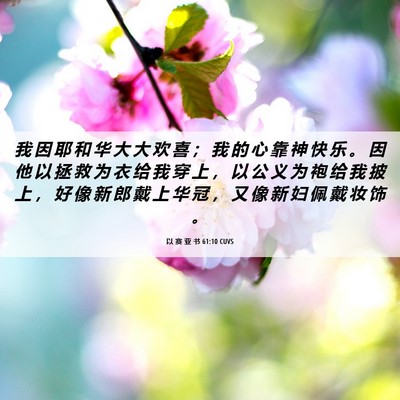 Picture 06 - 以 赛 亚 书 61:10 CUVS - 我 因 耶 和 华 大 大 欢 喜 ； 我 的 - Bible Verse Picture