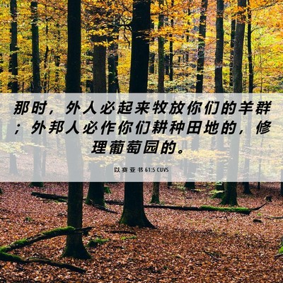 Picture 06 - 以 赛 亚 书 61:5 CUVS - 那 时 ， 外 人 必 起 来 牧 放 你 们 - Bible Verse Picture
