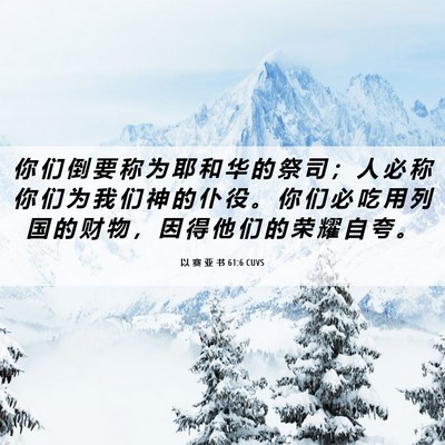 Picture 06 - 以 赛 亚 书 61:6 CUVS - 你 们 倒 要 称 为 耶 和 华 的 祭 司 - Bible Verse Picture