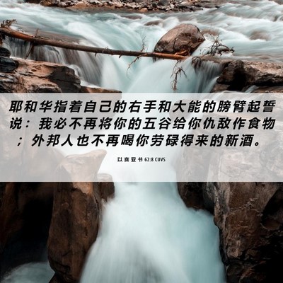 Picture 06 - 以 赛 亚 书 62:8 CUVS - 耶 和 华 指 着 自 己 的 右 手 和 大 - Bible Verse Picture