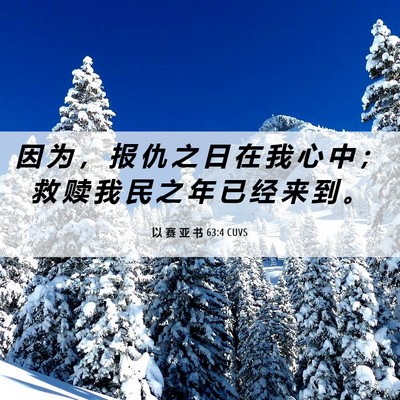 Picture 06 - 以 赛 亚 书 63:4 CUVS - 因 为 ， 报 仇 之 日 在 我 心 中 ； - Bible Verse Picture