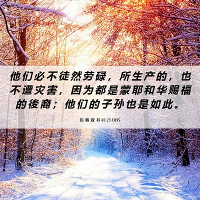 Picture 06 - 以 赛 亚 书 65:23 CUVS - 他 们 必 不 徒 然 劳 碌 ， 所 生 产 - Bible Verse Picture