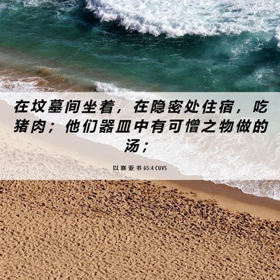 Picture 06 - 以 赛 亚 书 65:4 CUVS - 在 坟 墓 间 坐 着 ， 在 隐 密 处 住 - Bible Verse Picture
