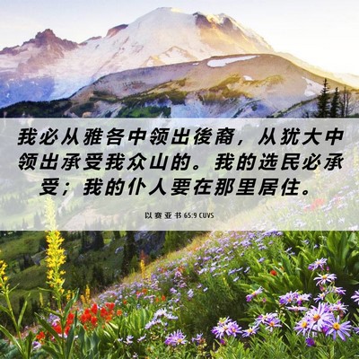 Picture 06 - 以 赛 亚 书 65:9 CUVS - 我 必 从 雅 各 中 领 出 後 裔 ， 从 - Bible Verse Picture