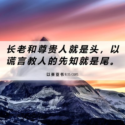 Picture 06 - 以 赛 亚 书 9:15 CUVS - 长 老 和 尊 贵 人 就 是 头 ， 以 谎 - Bible Verse Picture