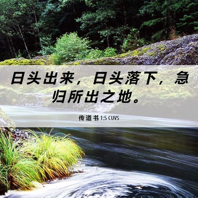 Picture 06 - 传 道 书 1:5 CUVS - 日 头 出 来 ， 日 头 落 下 ， 急 归 - Bible Verse Picture