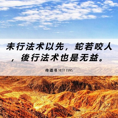 Picture 06 - 传 道 书 10:11 CUVS - 未 行 法 术 以 先 ， 蛇 若 咬 人 ， - Bible Verse Picture