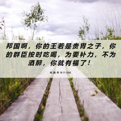 Picture 06 - 传 道 书 10:17 CUVS - 邦 国 啊 ， 你 的 王 若 是 贵 胄 之 - Bible Verse Picture