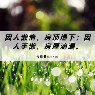 Picture 06 - 传 道 书 10:18 CUVS - 因 人 懒 惰 ， 房 顶 塌 下 ； 因 人 - Bible Verse Picture