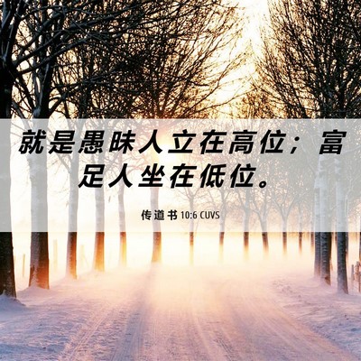 Picture 06 - 传 道 书 10:6 CUVS - 就 是 愚 昧 人 立 在 高 位 ； 富 足 - Bible Verse Picture