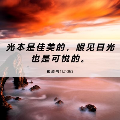 Picture 06 - 传 道 书 11:7 CUVS - 光 本 是 佳 美 的 ， 眼 见 日 光 也 - Bible Verse Picture
