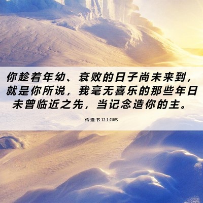 Picture 06 - 传 道 书 12:1 CUVS - 你 趁 着 年 幼 、 衰 败 的 日 子 尚 - Bible Verse Picture
