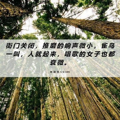 Picture 06 - 传 道 书 12:4 CUVS - 街 门 关 闭 ， 推 磨 的 响 声 微 小 - Bible Verse Picture
