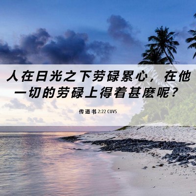 Picture 06 - 传 道 书 2:22 CUVS - 人 在 日 光 之 下 劳 碌 累 心 ， 在 - Bible Verse Picture