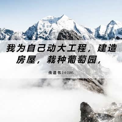 Picture 06 - 传 道 书 2:4 CUVS - 我 为 自 己 动 大 工 程 ， 建 造 房 - Bible Verse Picture