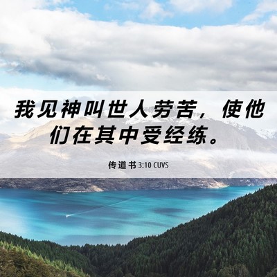 Picture 06 - 传 道 书 3:10 CUVS - 我 见 神 叫 世 人 劳 苦 ， 使 他 们 - Bible Verse Picture